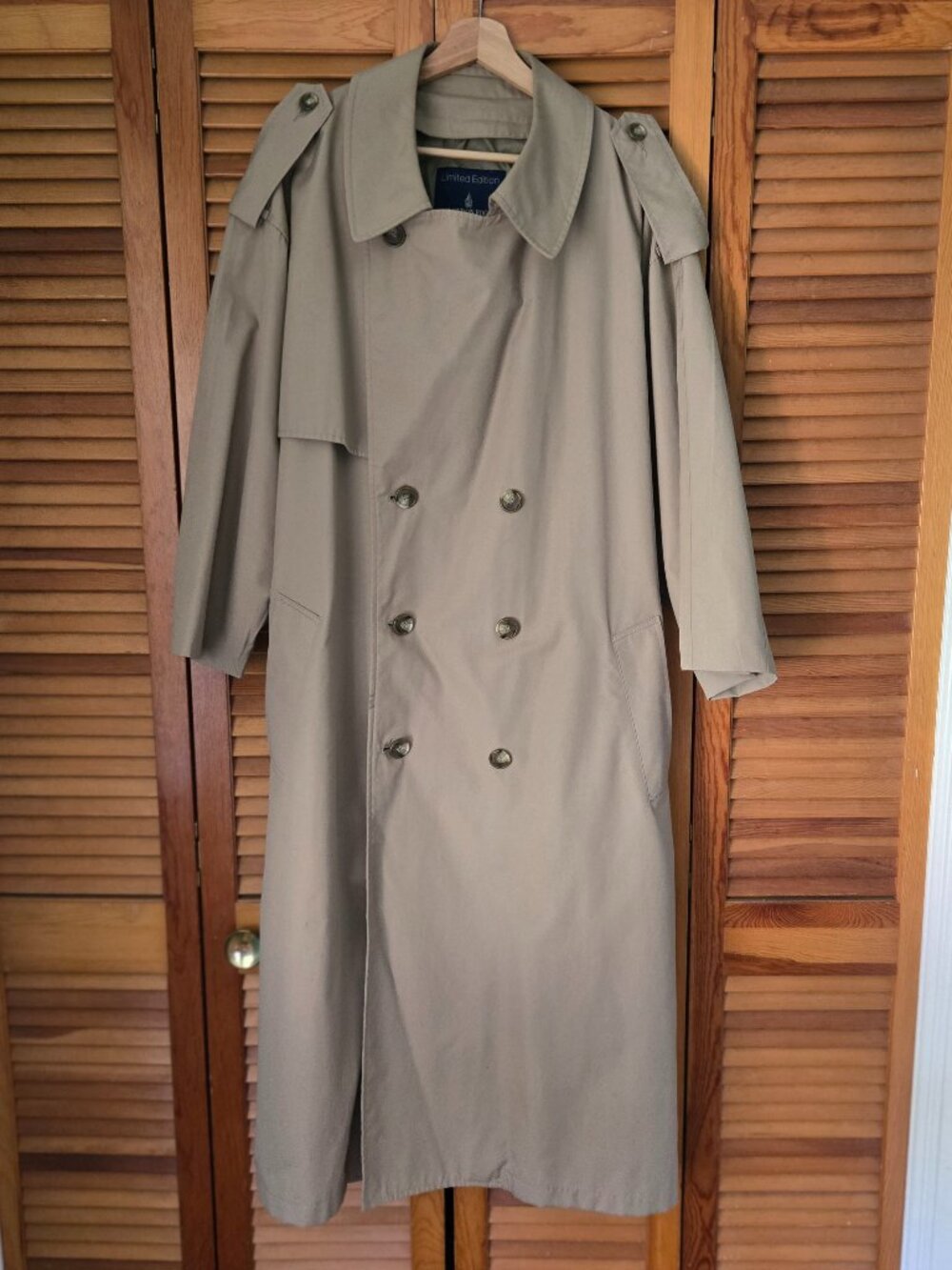 London Fog Trench Coat Khaki Double Breasted Long